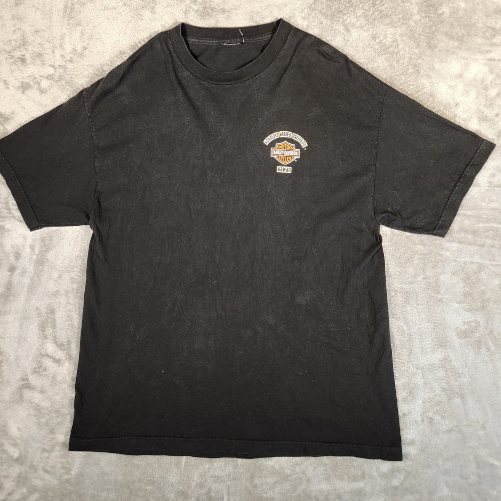 Harley-Davidson T-Shirt Mens XL Black Good Honolulu Hawaii Tiki Graphic Tee